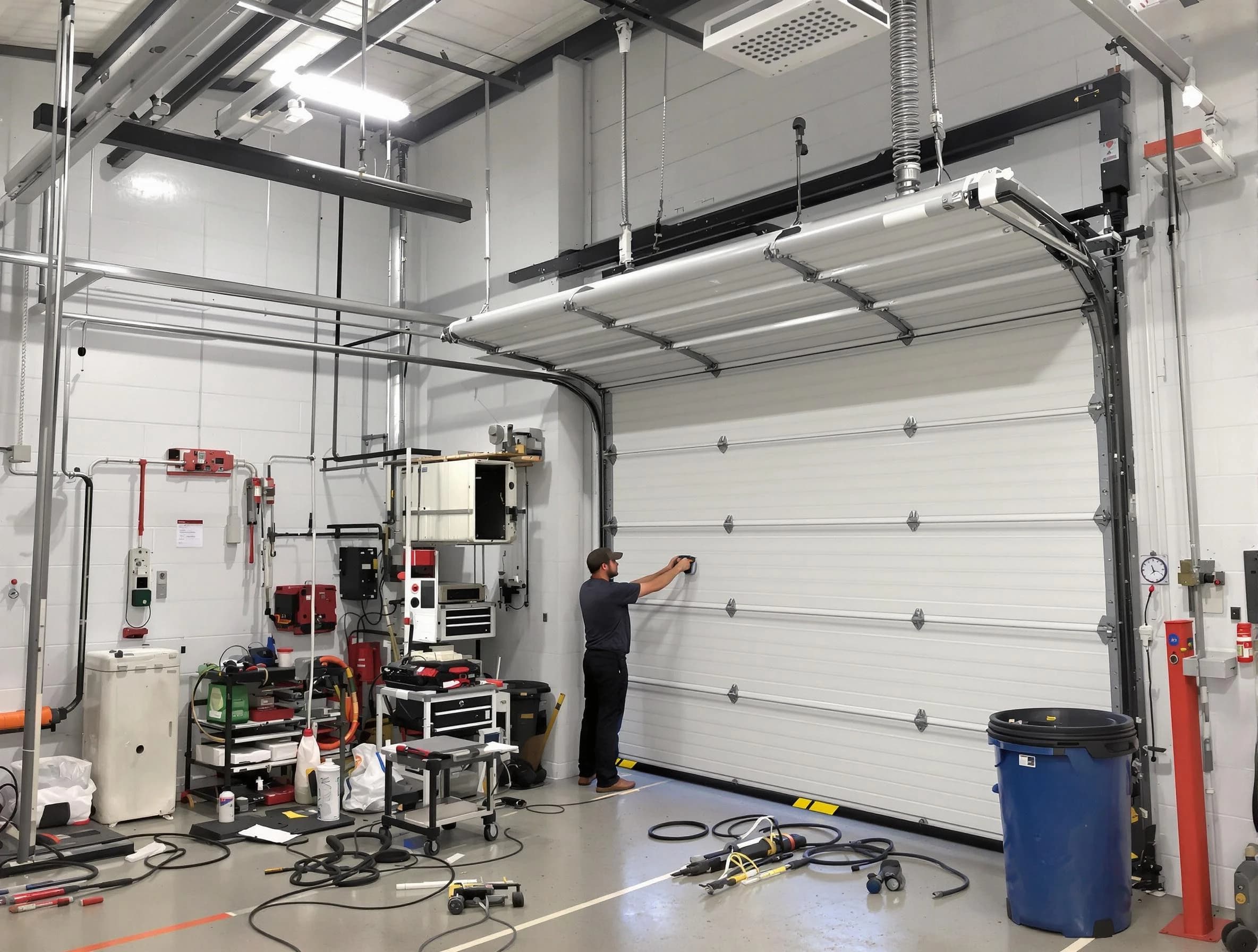 Park City Garage Door Repair certified technician performing commercial door repair at a Park City business facility