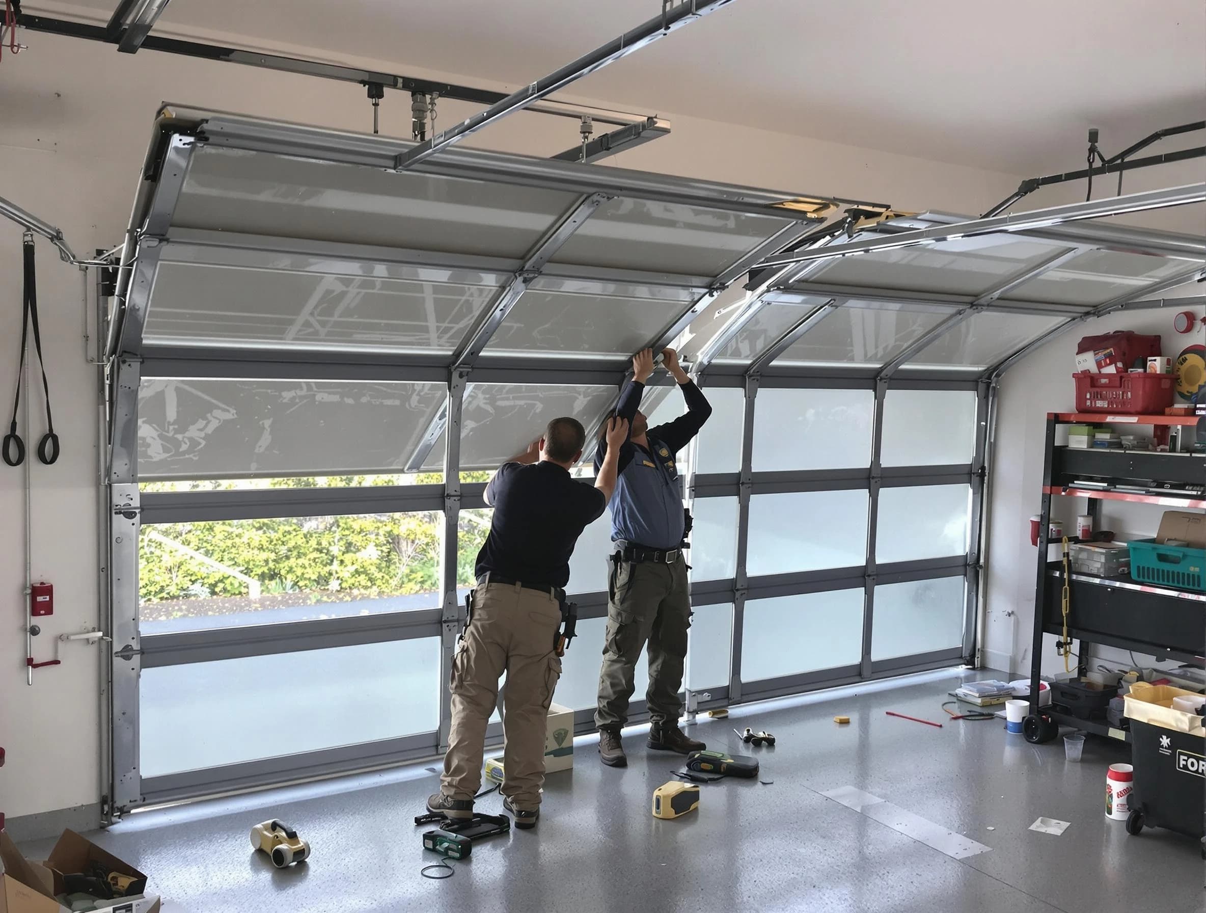 Park City Garage Door Repair expert performing precise panel replacement on Park City garage door