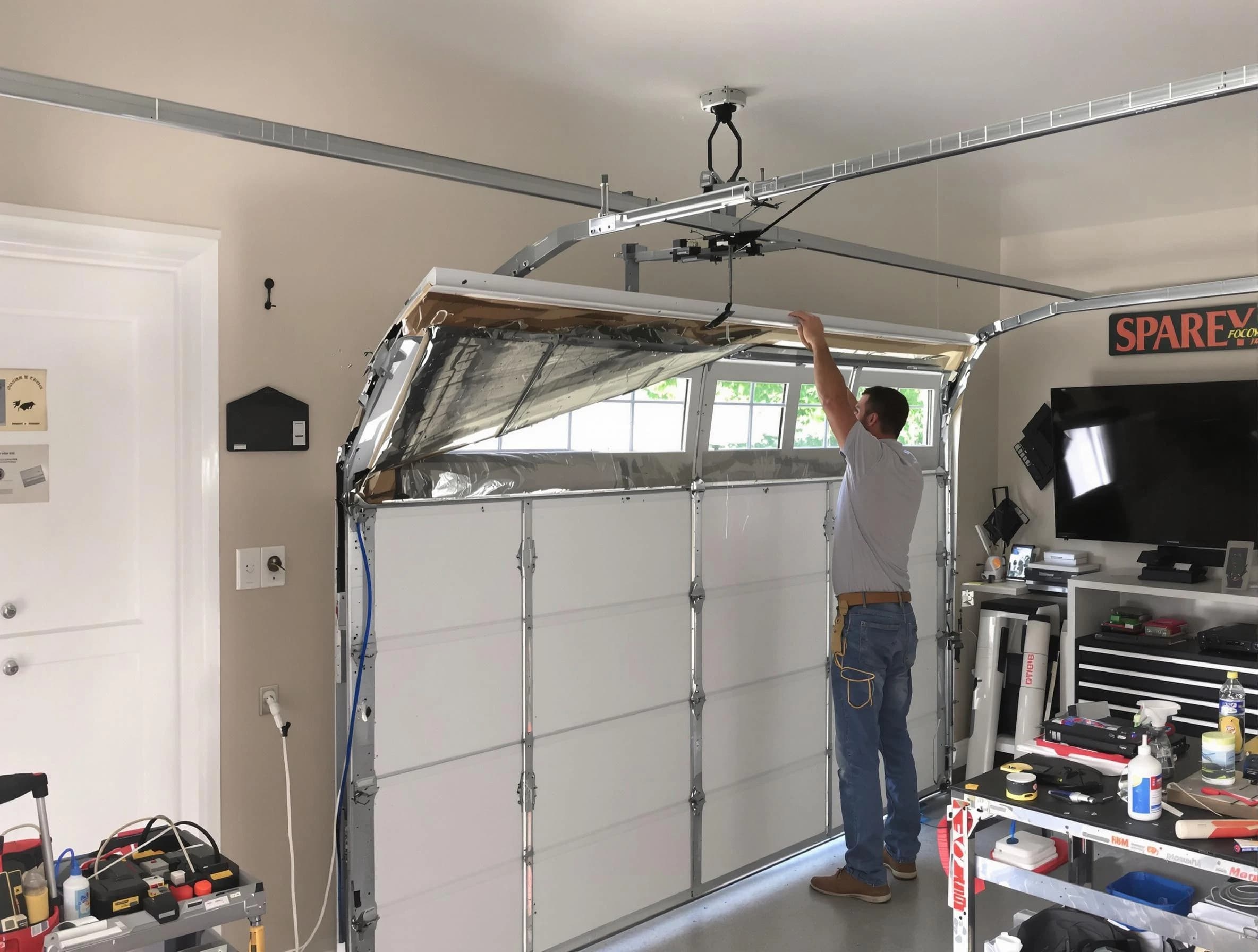 Garage door section replacement by Park City Garage Door Repair in Park City